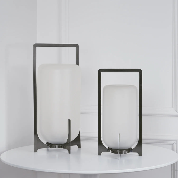 Minimalistisk rektangel glas bordlampe