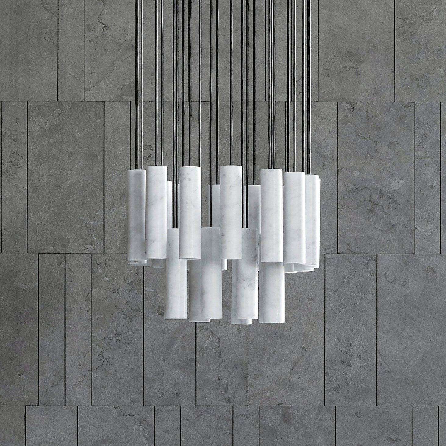 Lampe à suspension élégante en marbre cylindrique