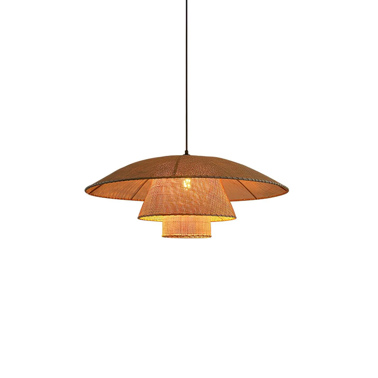 Lampada a sospensione con cappello da sole in tessuto Boho