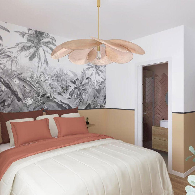 Stilfuldt blomsterdesign stof pendel lys