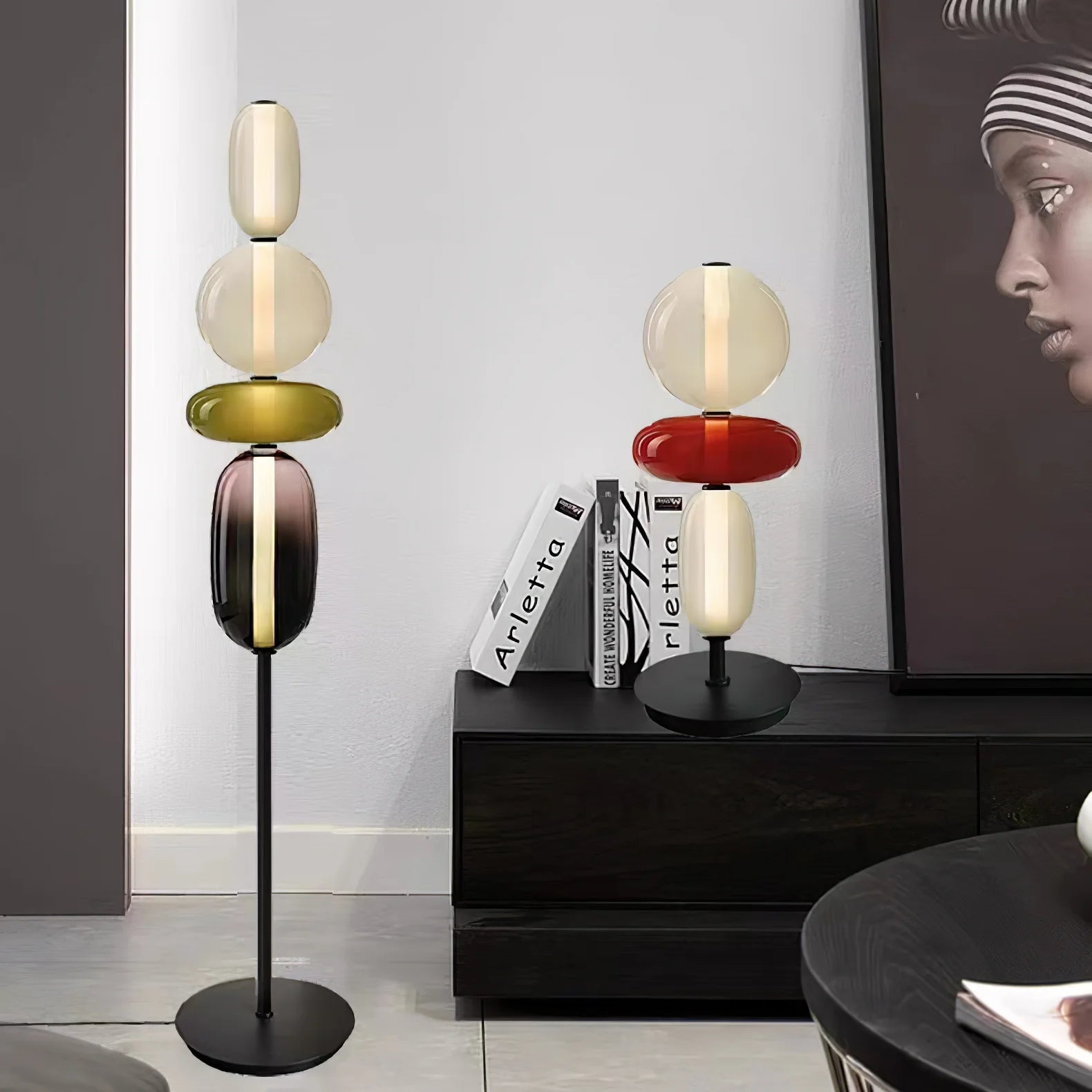 Lampadaire rond en verre de forme ovale tendance