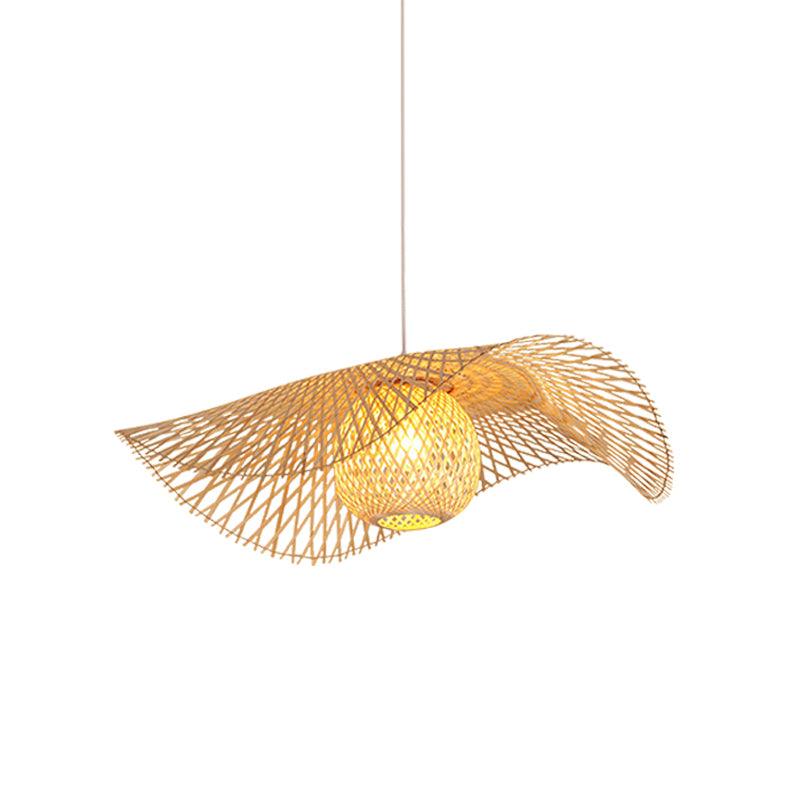 Lampe à suspension moderne en bambou ondulé