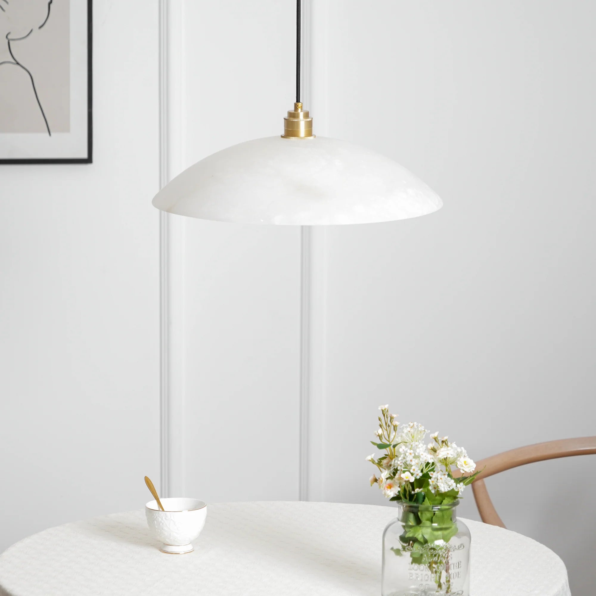 Moderne buet fad inspireret marmor pendellampe