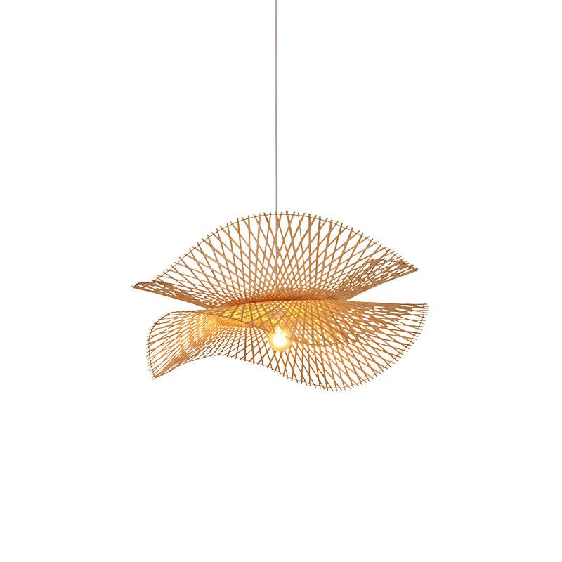 Lampe à suspension moderne en bambou ondulé