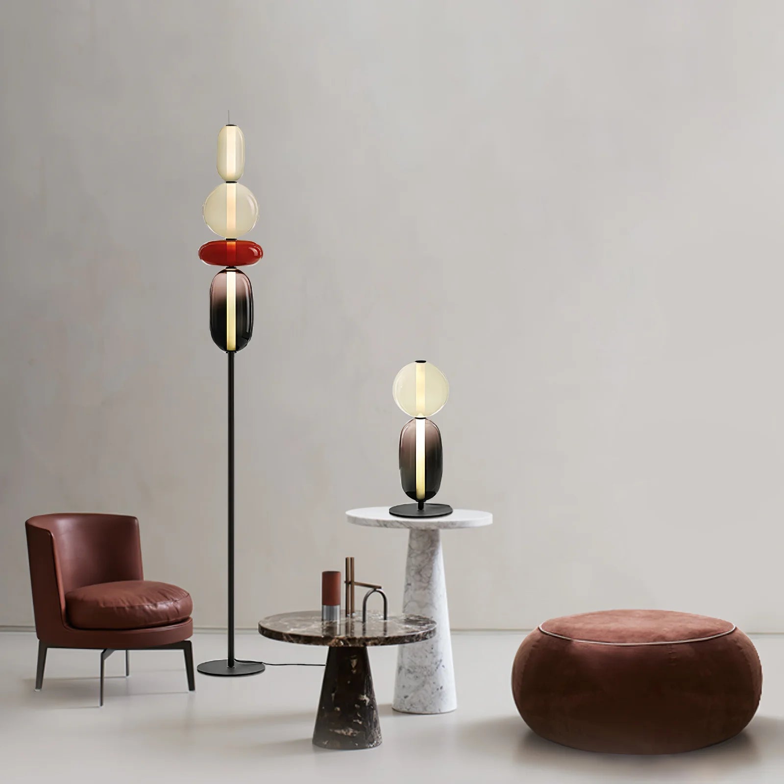 Lampadaire rond en verre de forme ovale tendance