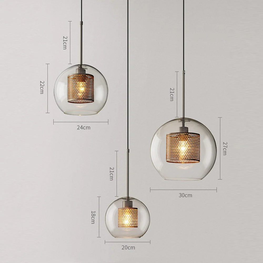 Lampe à suspension Chiswick en verre rond classique