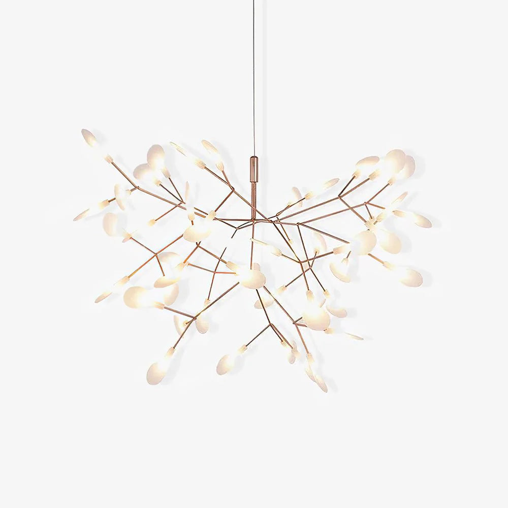 Lampadario luminoso in oro rosa