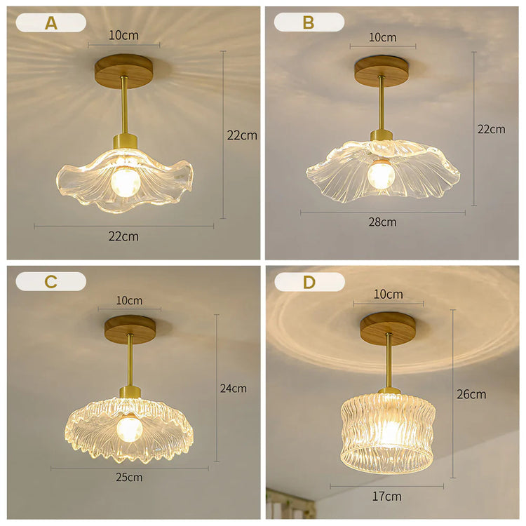 Stilfuldt kronbladsglasloftslys