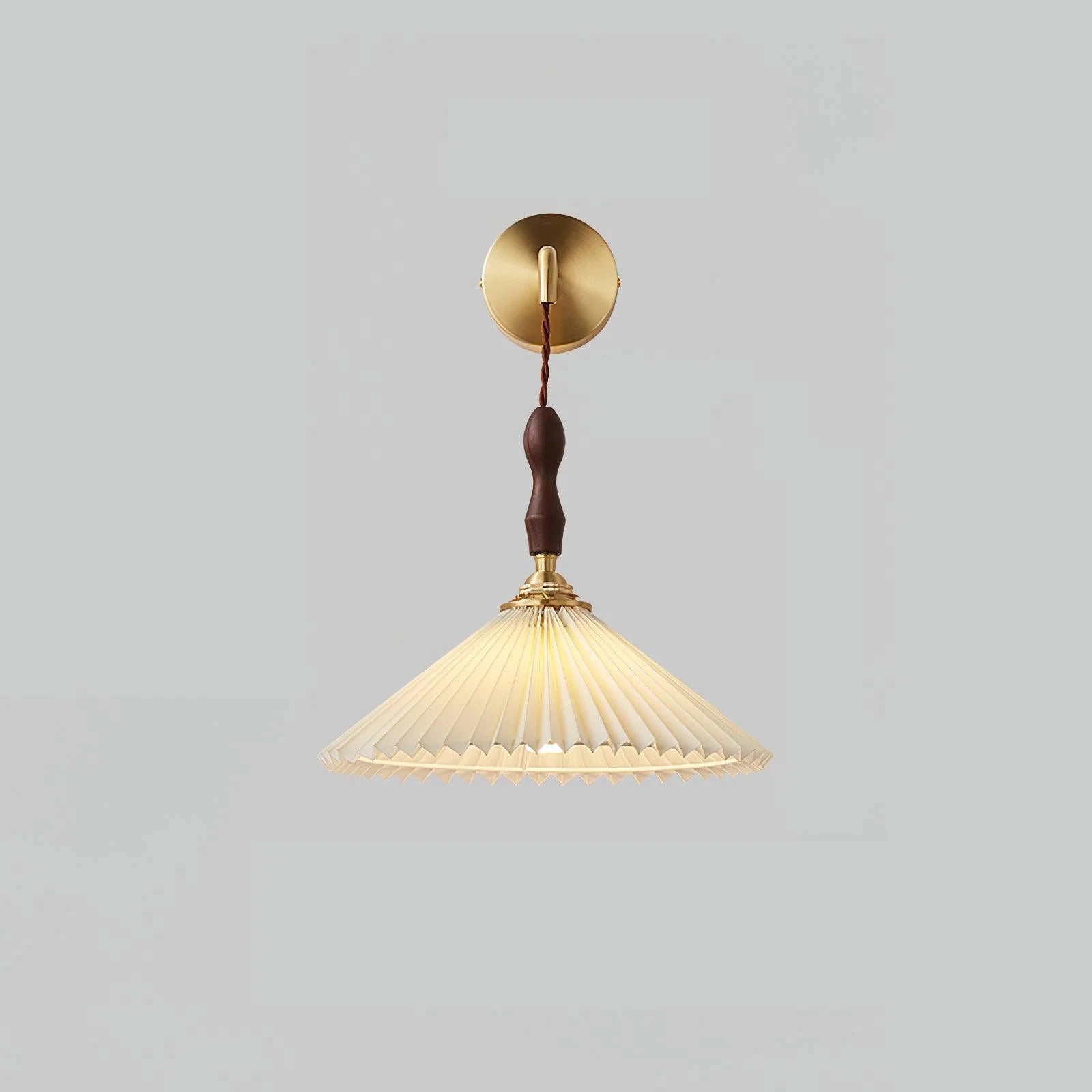 Modern Pleated Walnut Wall Lamp