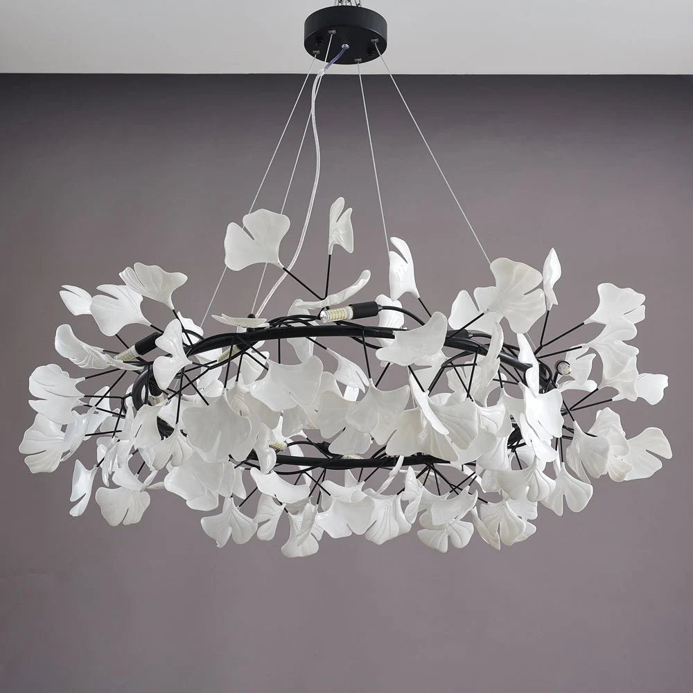 Traditional Gingko Ceramic Chandelier