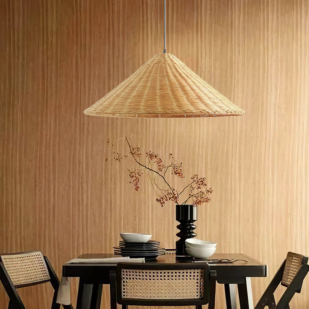 Retro Cone Rattan Pendant Light
