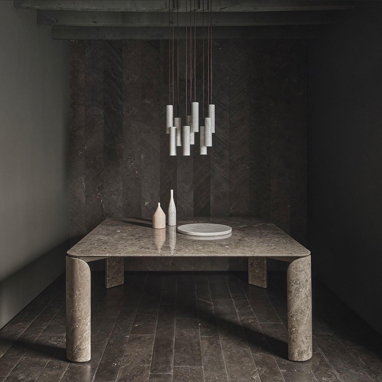 Lampe à suspension élégante en marbre cylindrique