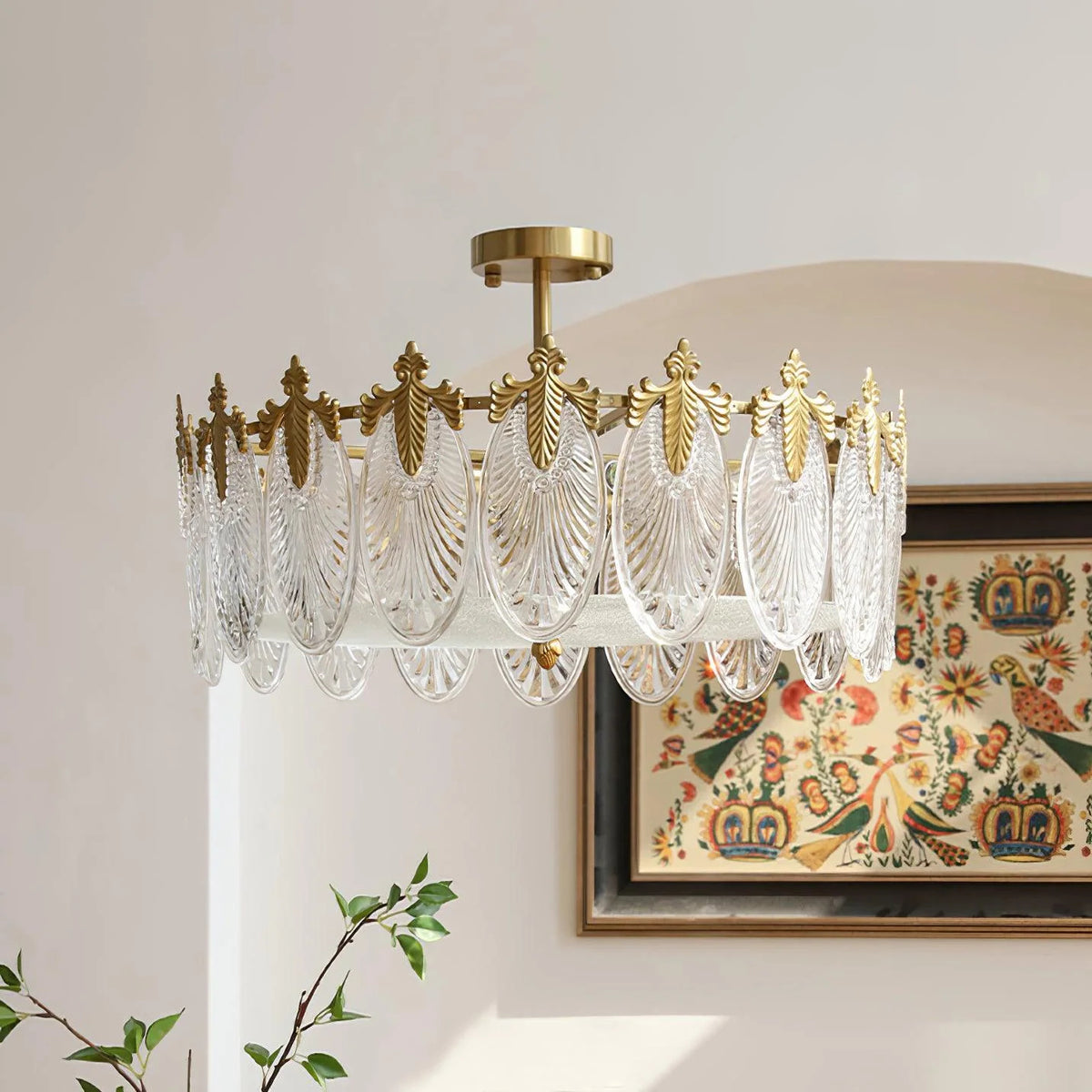 Indviklet runde glas lysekrone