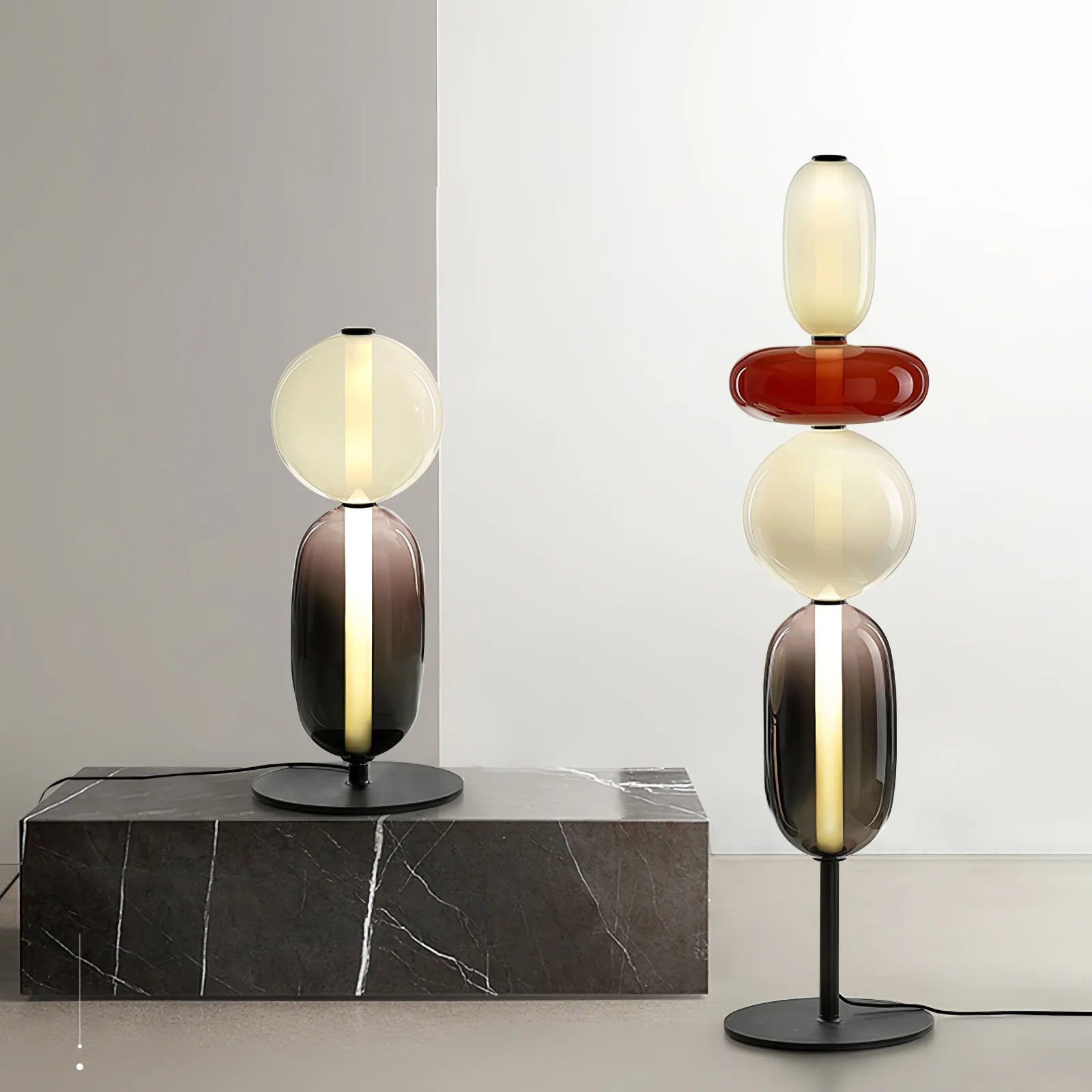 Lampadaire rond en verre de forme ovale tendance