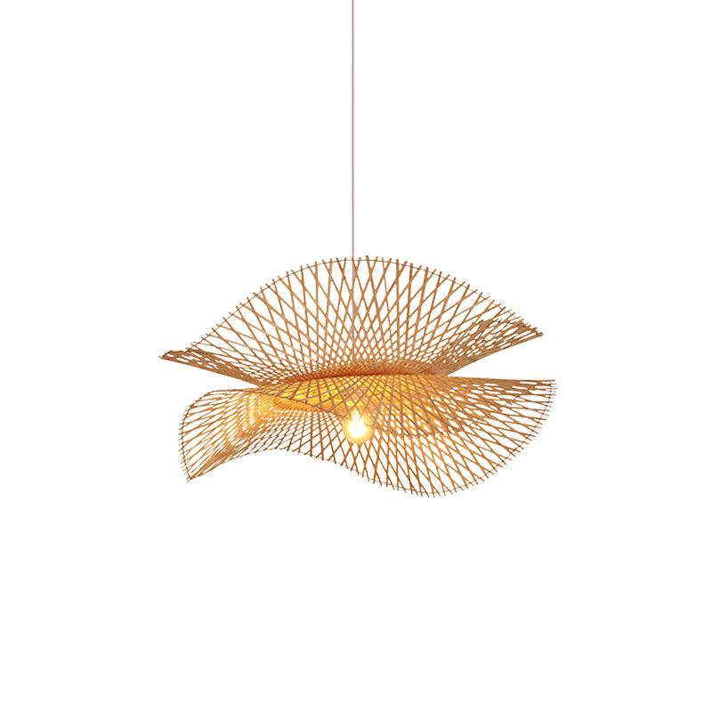Lampe à suspension moderne en bambou ondulé
