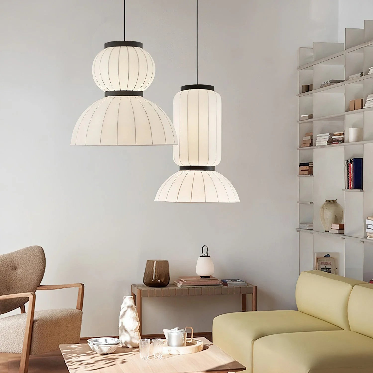 Suspension ronde minimaliste en soie