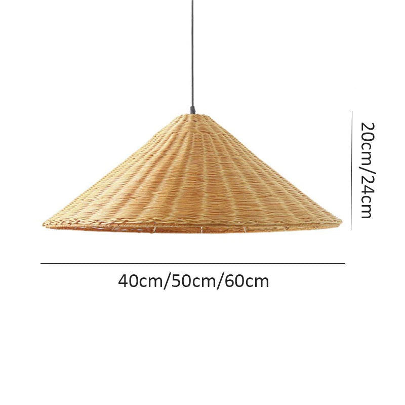 Retro Cone Rattan Pendant Light