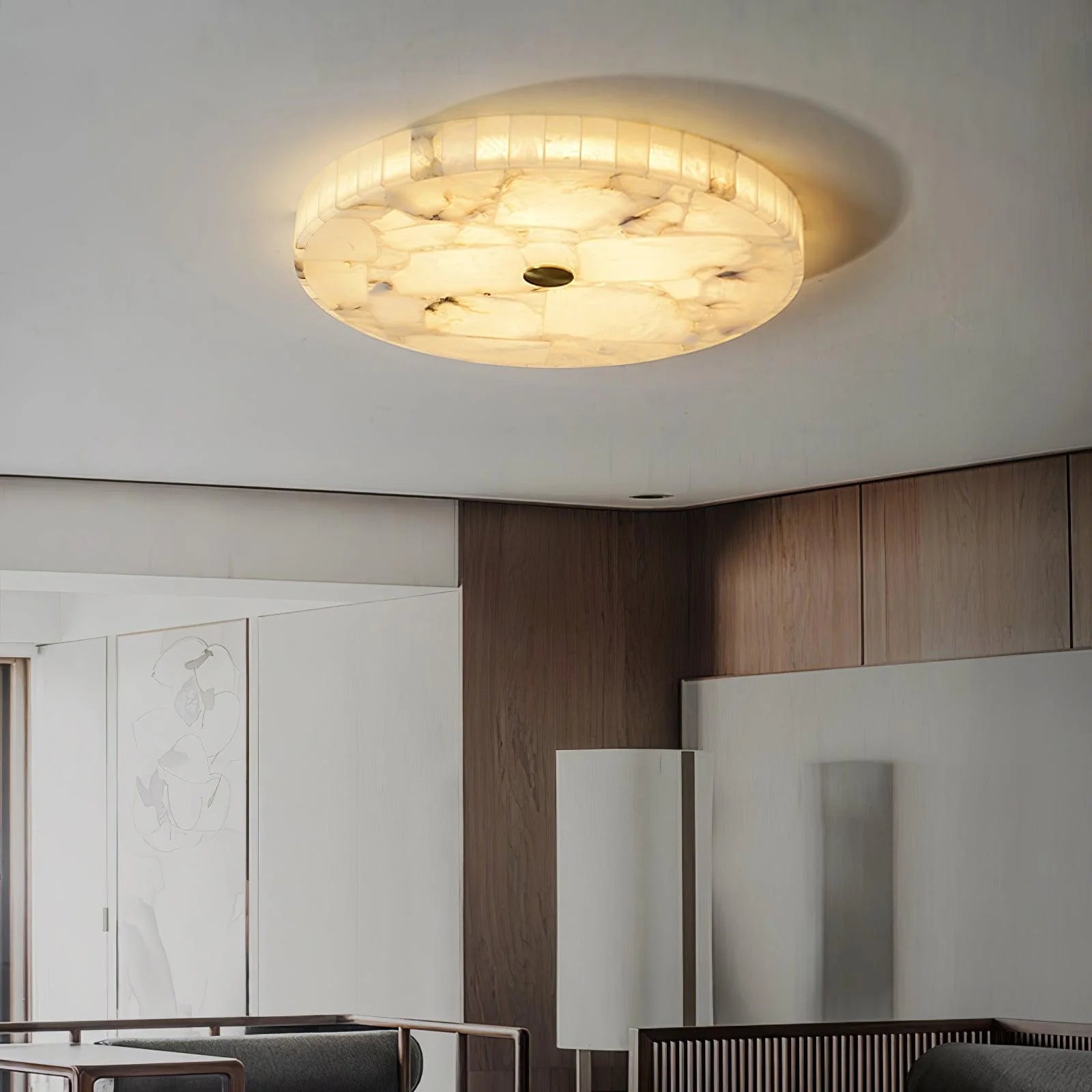 Classical Round Alabaster Ceiling Light