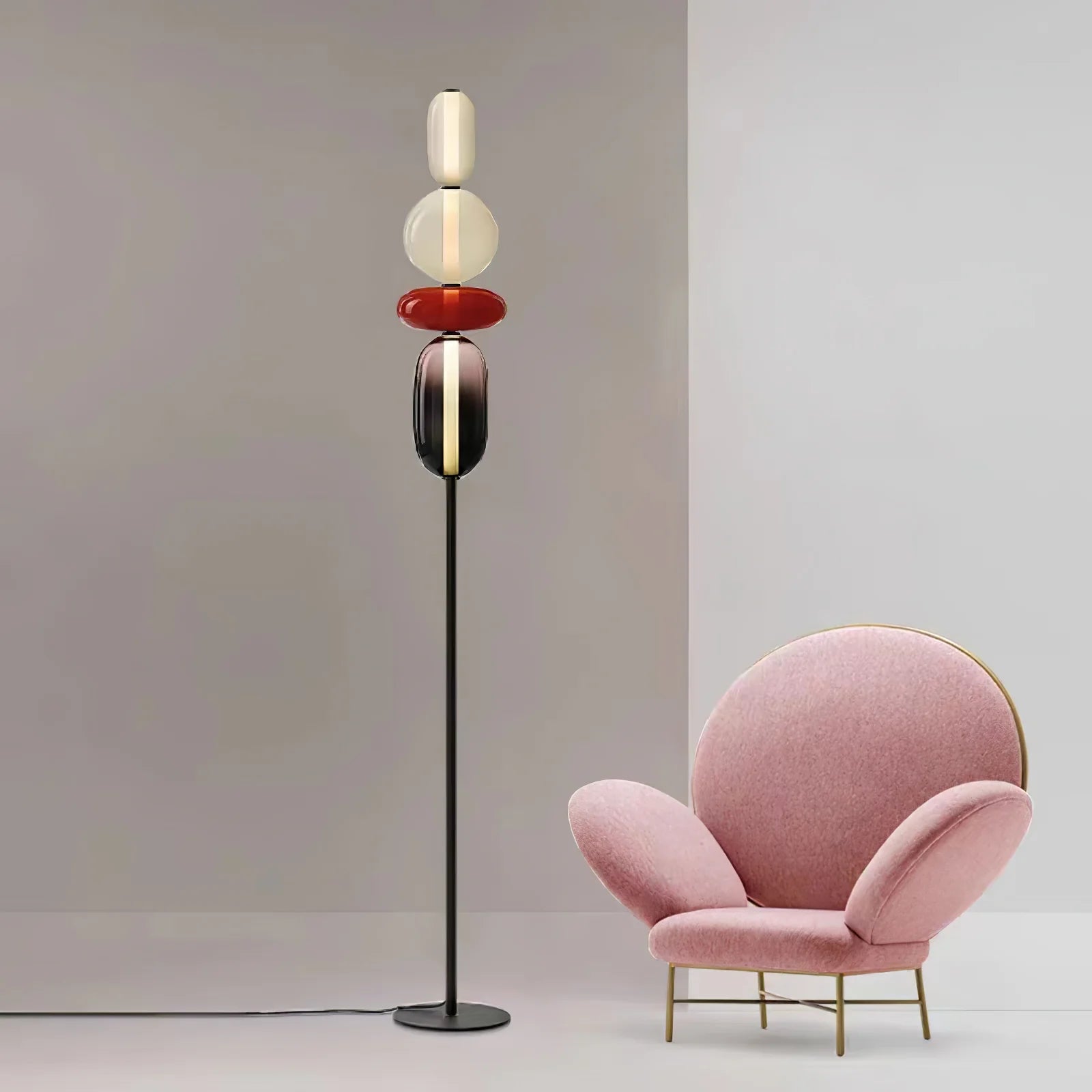 Lampadaire rond en verre de forme ovale tendance
