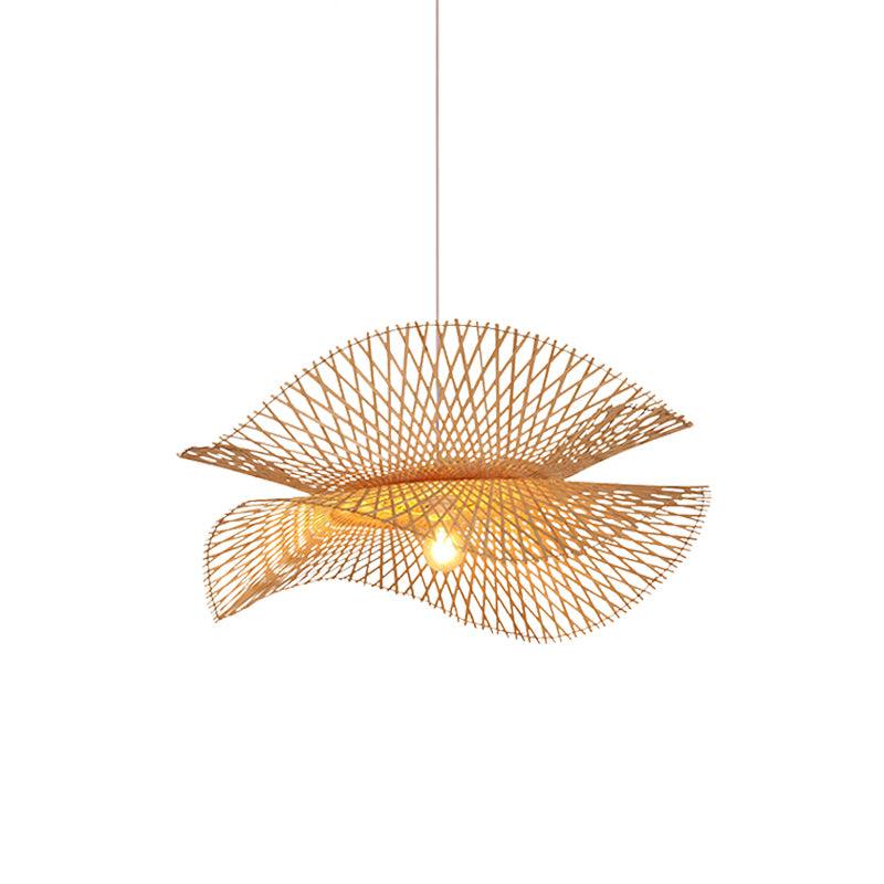 Lampe à suspension moderne en bambou ondulé