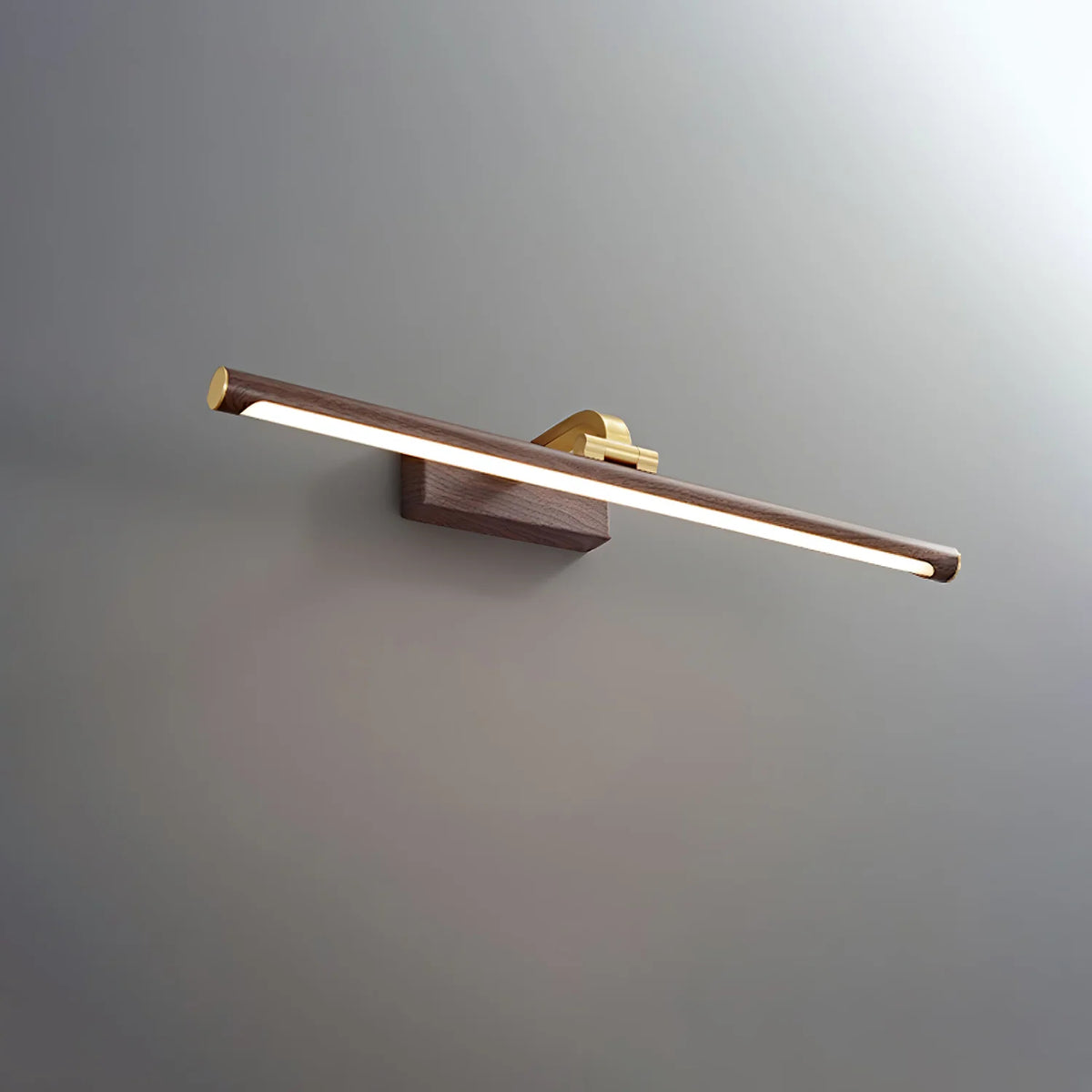 Luxe Brass & Walnut Linear Wall Light