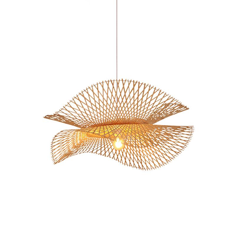 Lampe à suspension moderne en bambou ondulé
