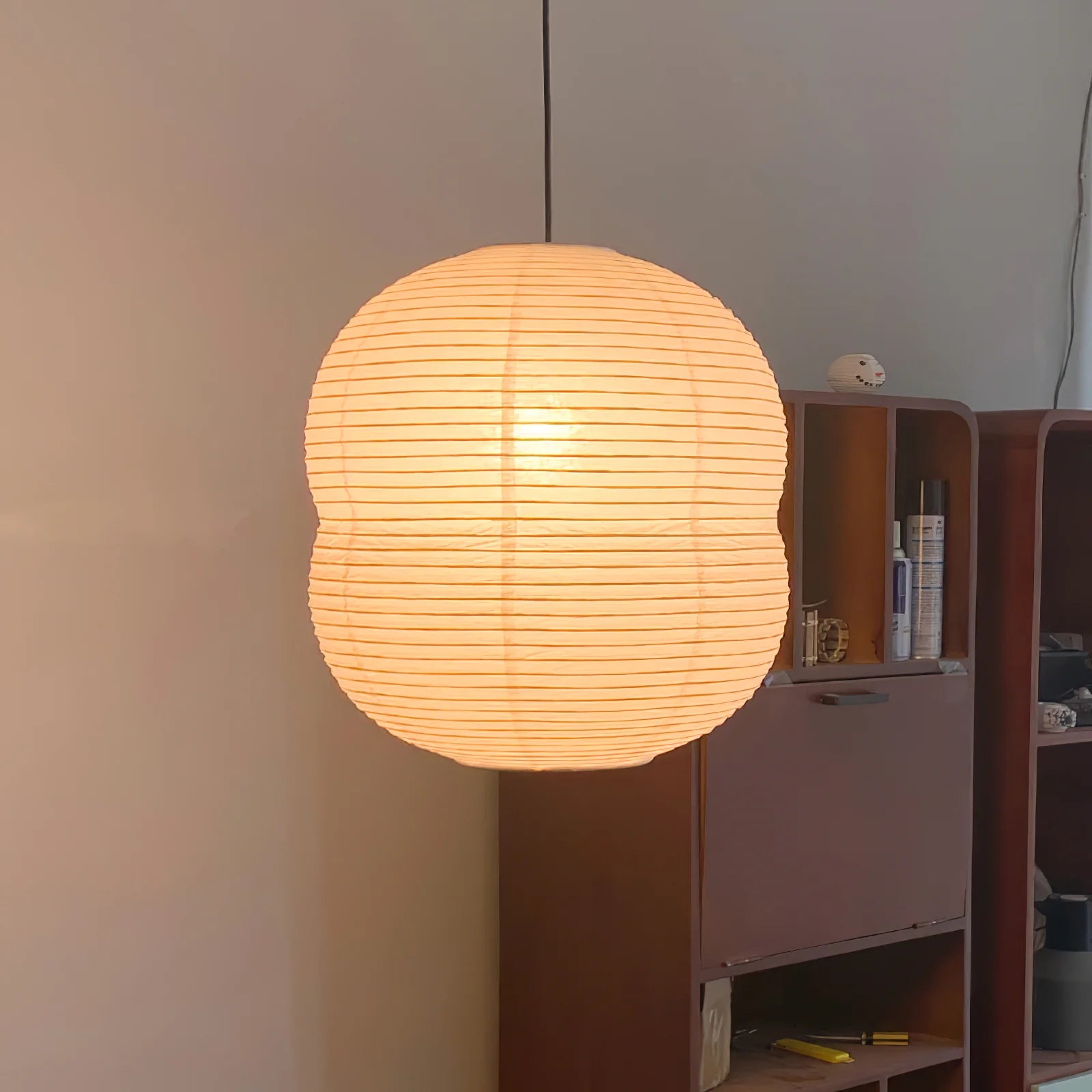 Lampe à suspension ronde en papier Wabi-Sabi