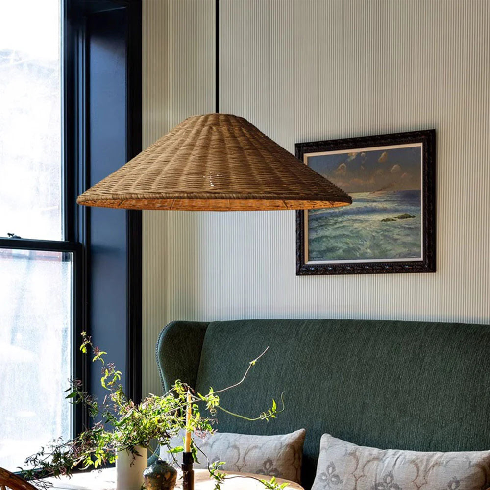 Retro Cone Rattan Pendant Light