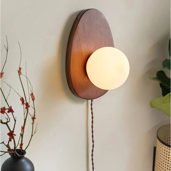 Orbis Plug-in Wooden Wall Lamp