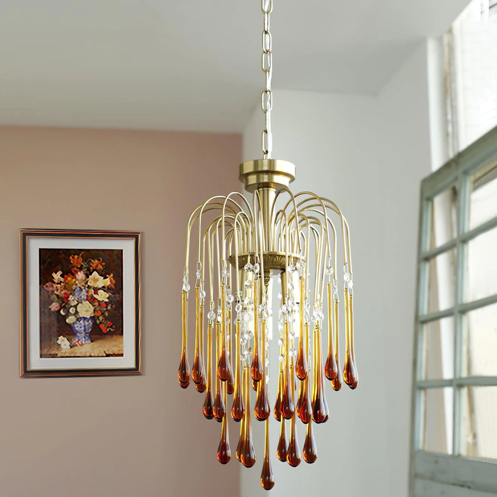 Classic Teardrop-Shaped Glass Chandelier