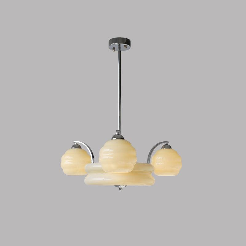 Lampadario Art Déco opalino