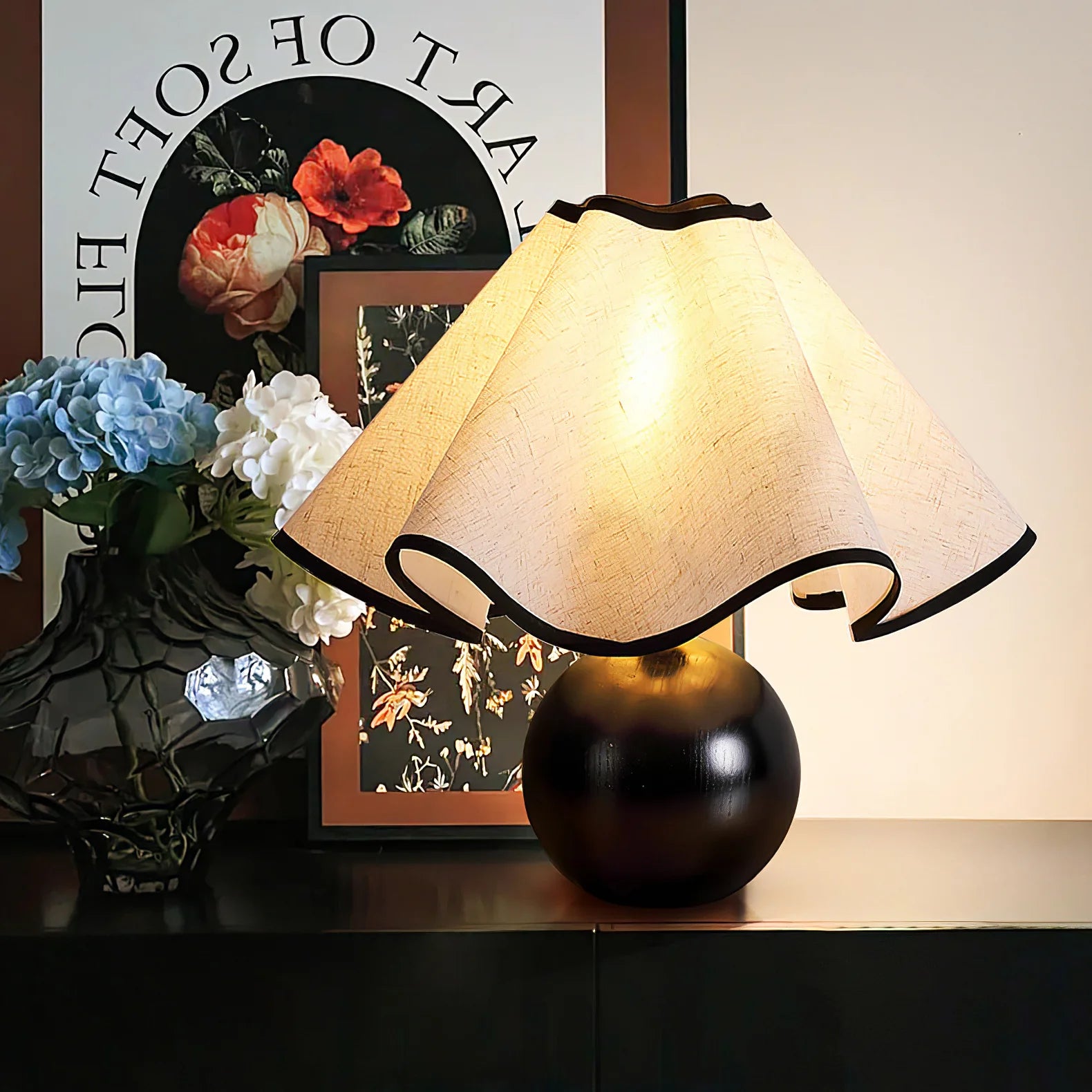 Lampe de table classique en tissu cloche