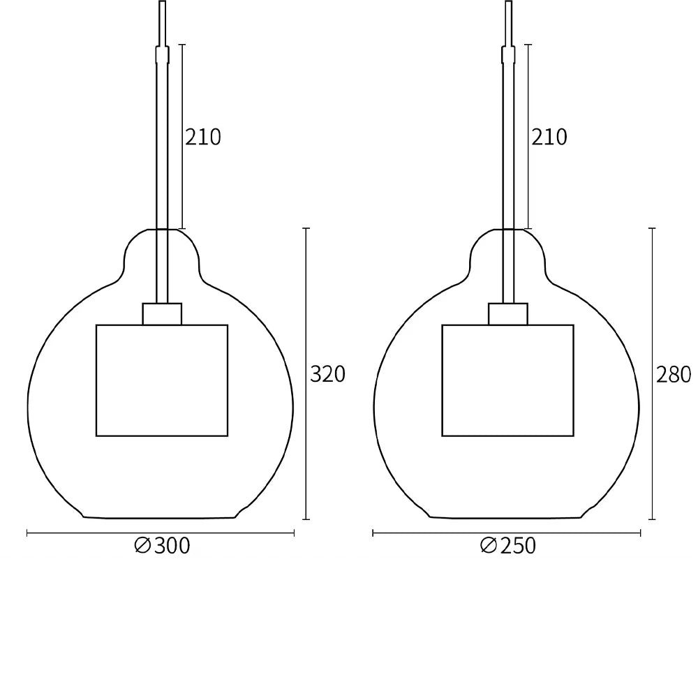 Lampe à suspension Chiswick en verre rond classique