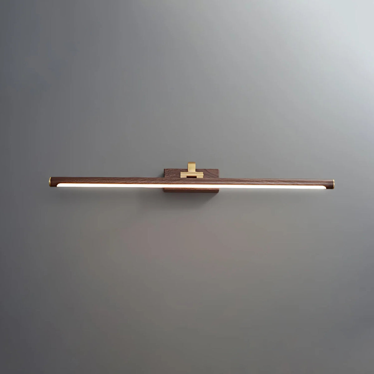 Luxe Brass & Walnut Linear Wall Light