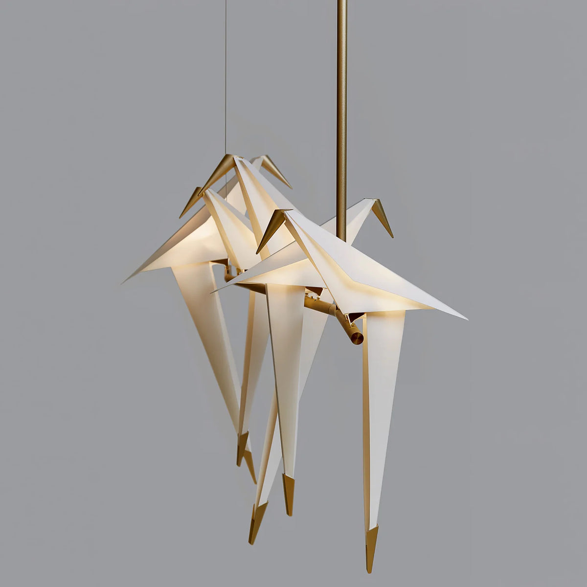 Origami -Vogel führte Kronleuchter