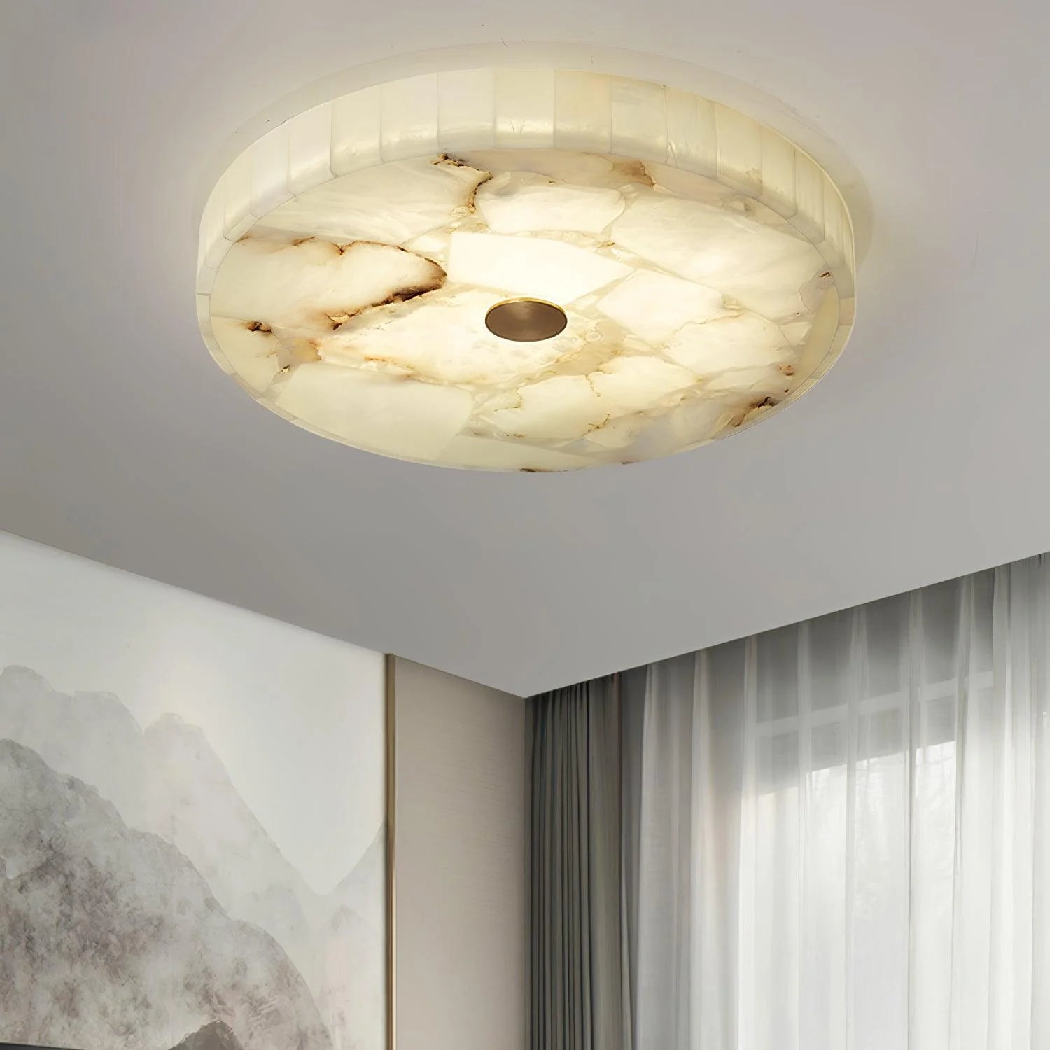 Classical Round Alabaster Ceiling Light