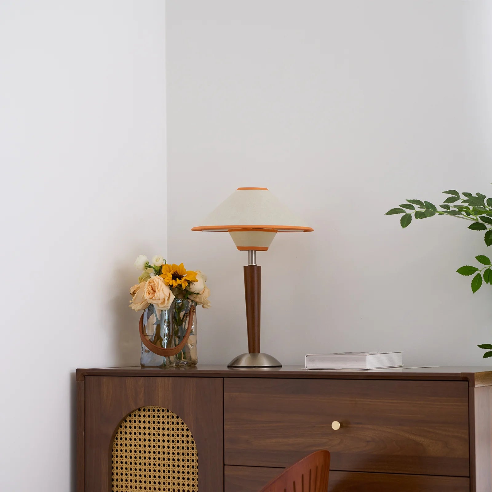 Lampe de table rétro en tissu géométrique