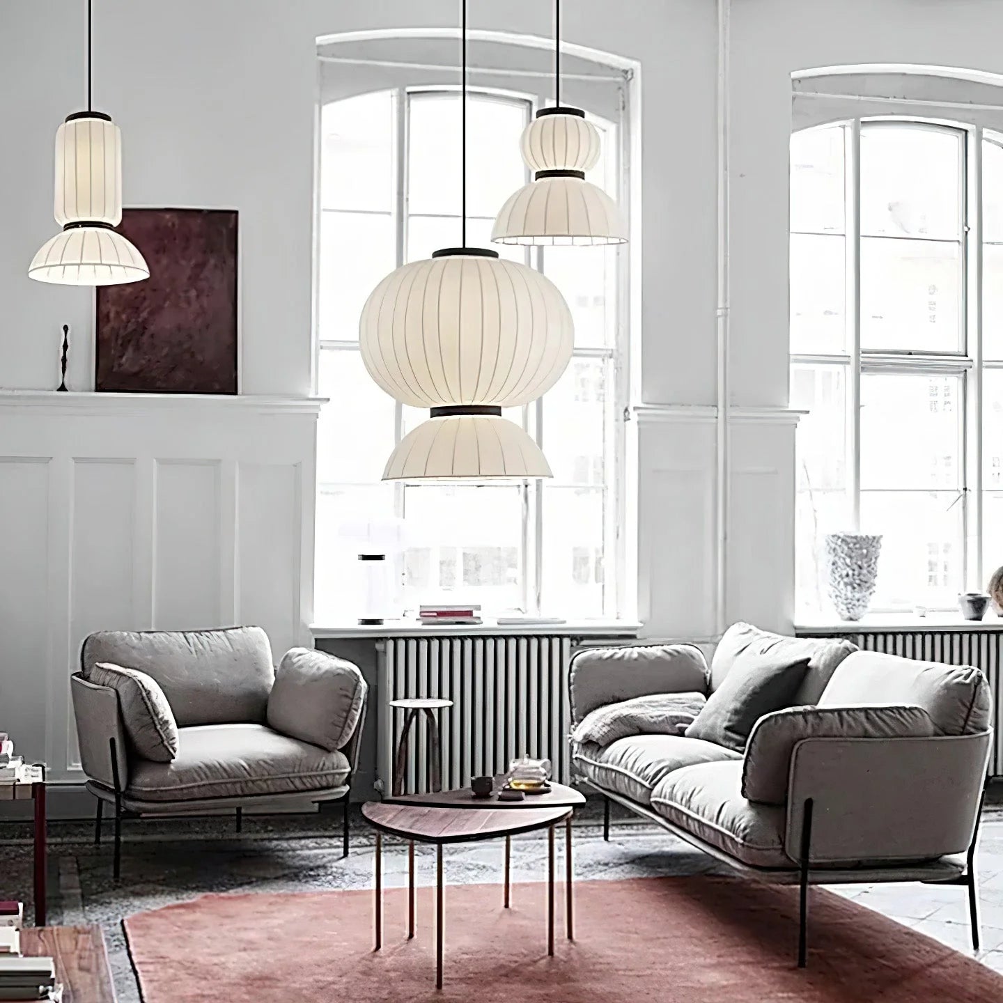 Suspension ronde minimaliste en soie