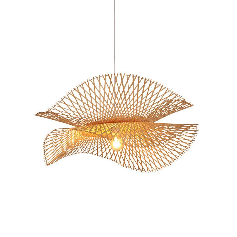 Lampe à suspension moderne en bambou ondulé