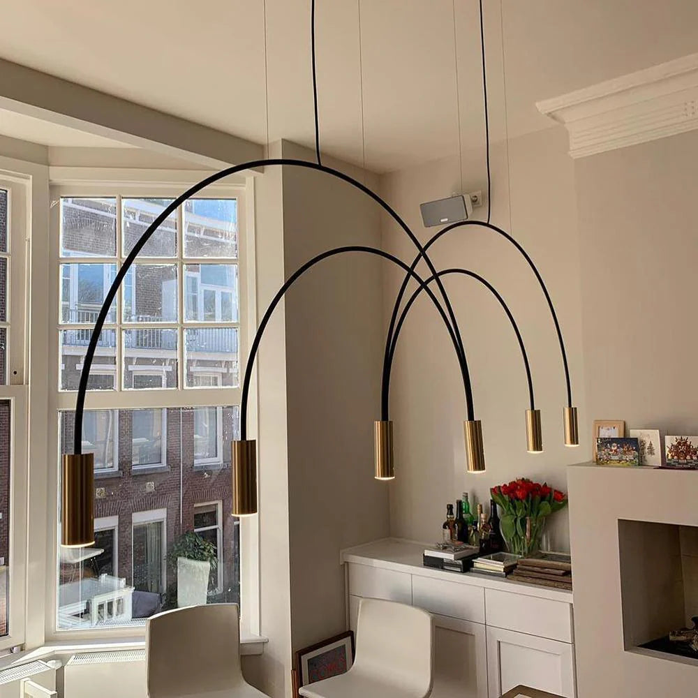 Lampe à suspension minimaliste en fer à arc