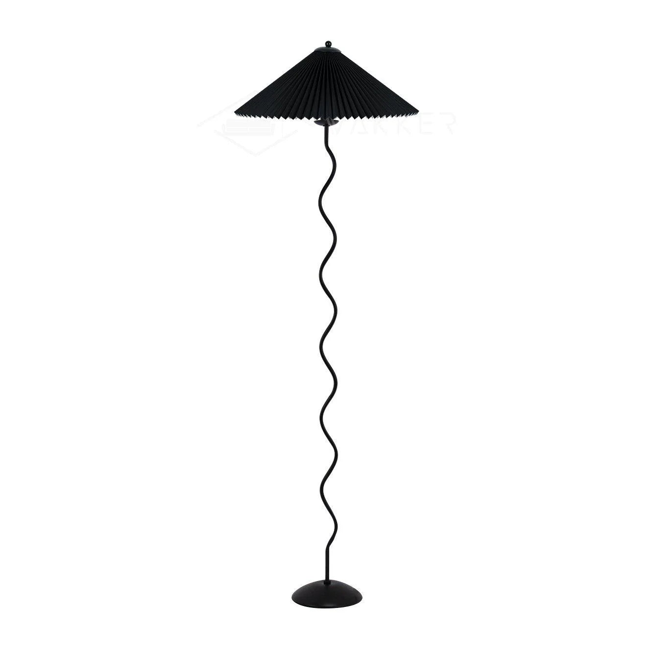 Lampadaire traditionnel en tissu et métal courbé