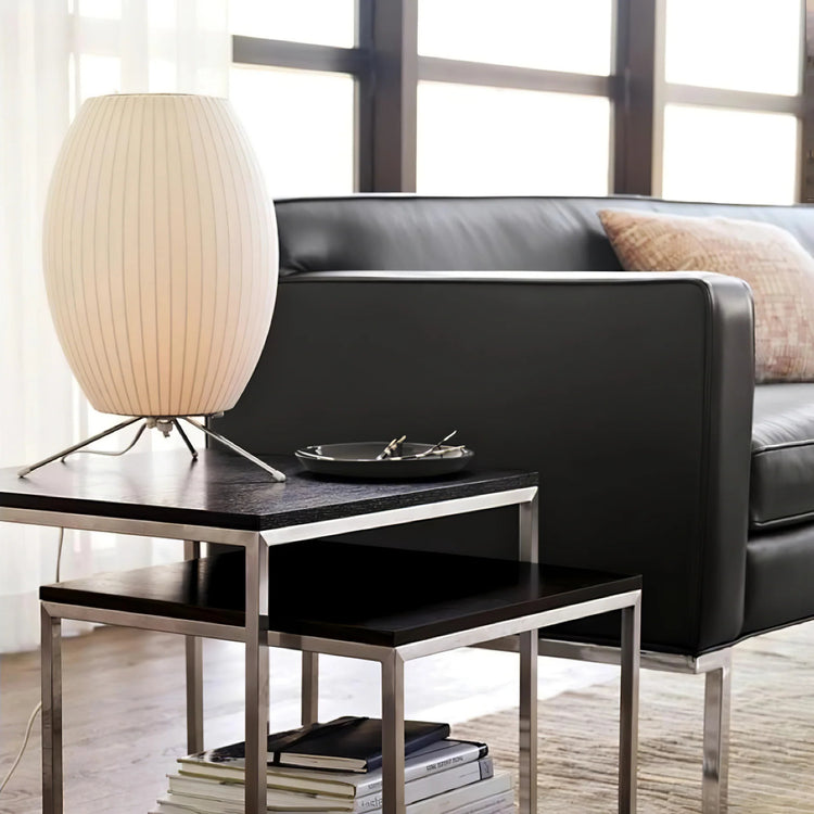 Klassisk oval imiteret silke bordlampe