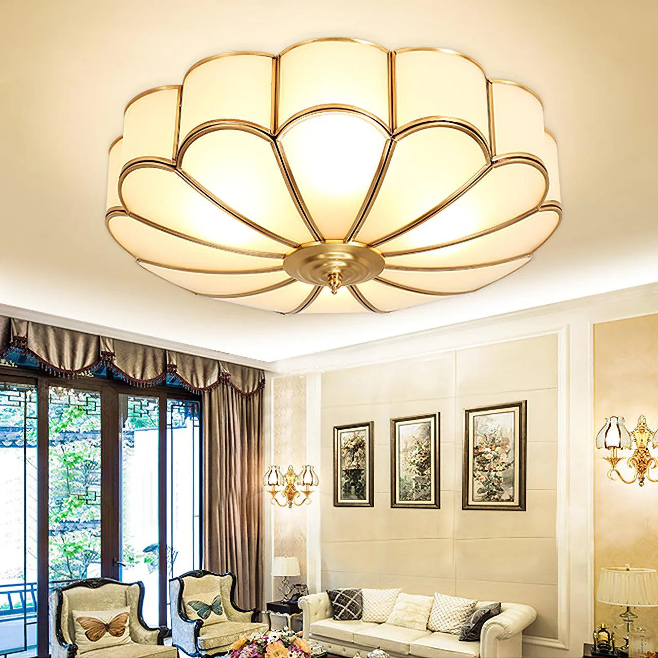 Elegant FloraBeam Glass Ceiling Light