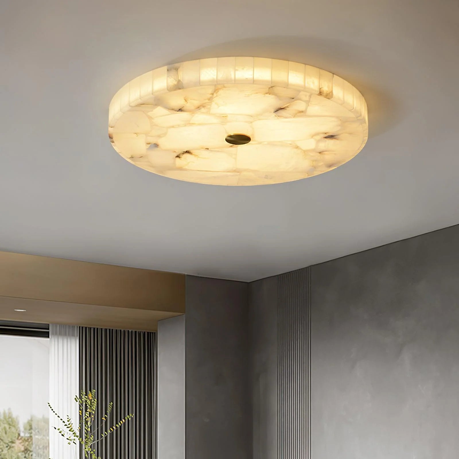 Classical Round Alabaster Ceiling Light