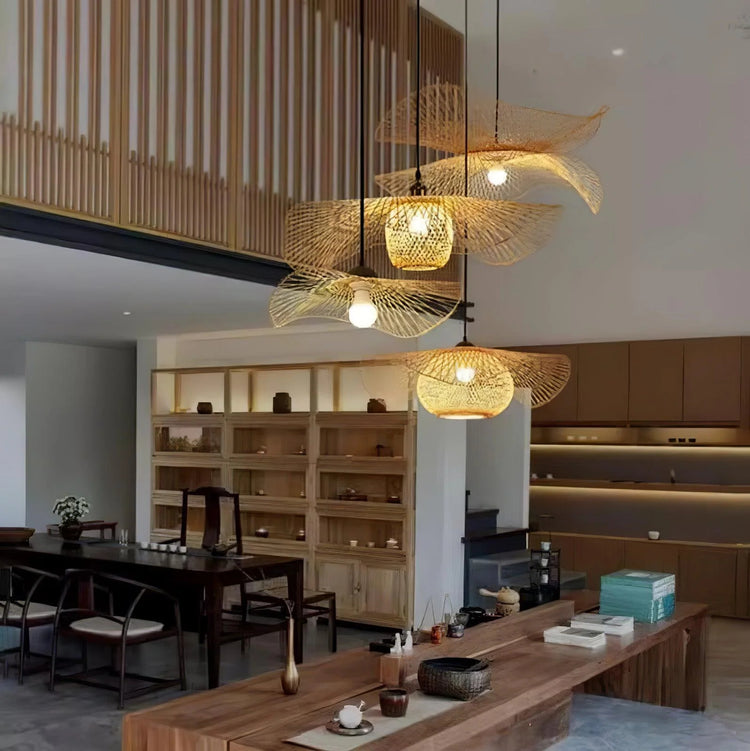 Modern Wave Bamboo Pendant Light
