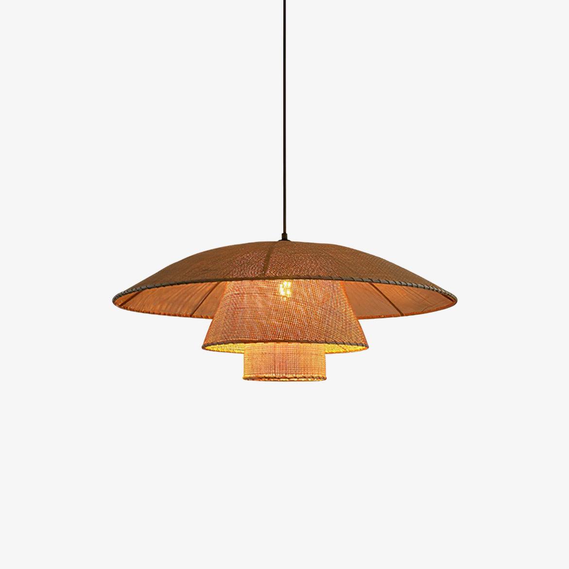 Lampada a sospensione con cappello da sole in tessuto Boho