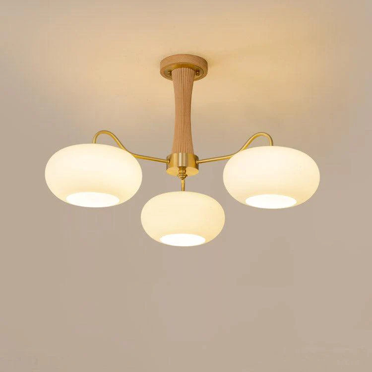 Vintage rund lysekrone i glas