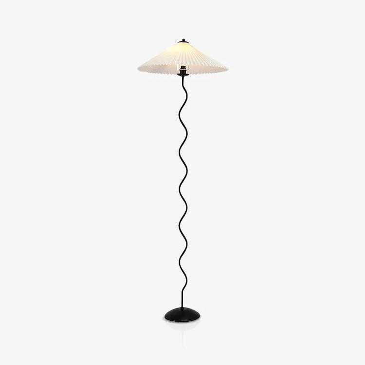 Traditionel Stof Curve-Metal Gulvlampe