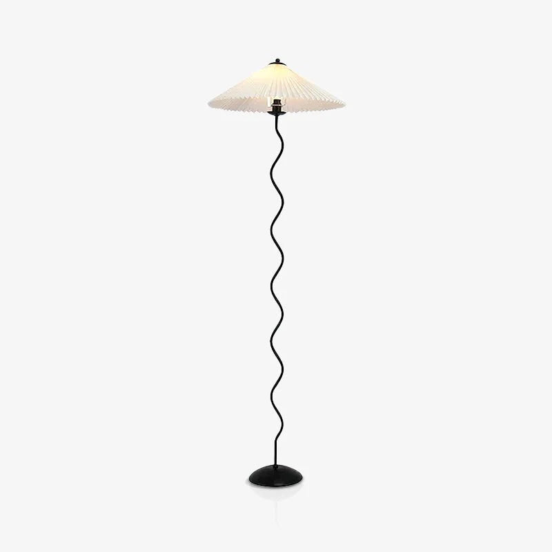 Lampadaire traditionnel en tissu et métal courbé