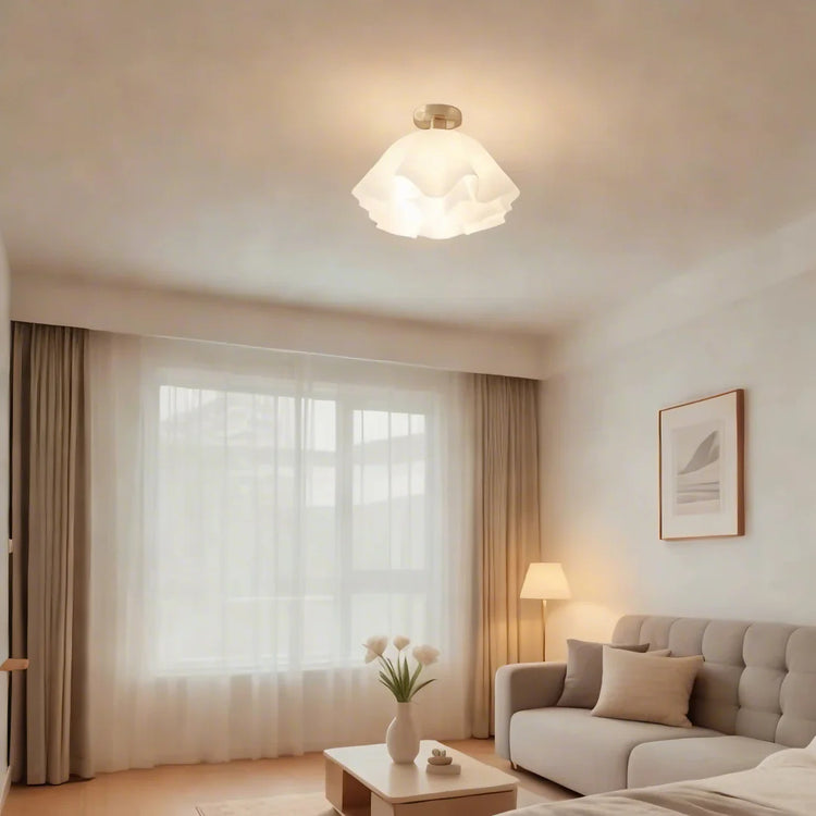 Moderne hvid blomst semi flush-monteret loftslampe